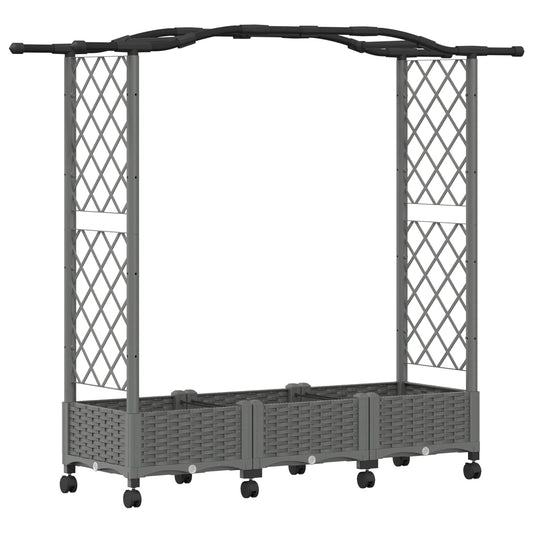 vidaXL Raised Bed with Trellis and Roof Light Grey 169 x 40 x 129 cm