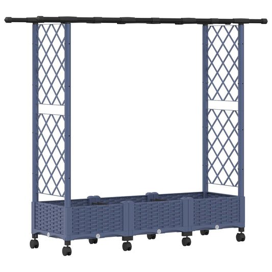 vidaXL Raised Bed with Trellis and Roof Grey 164 x 40 x 127 cm PP
