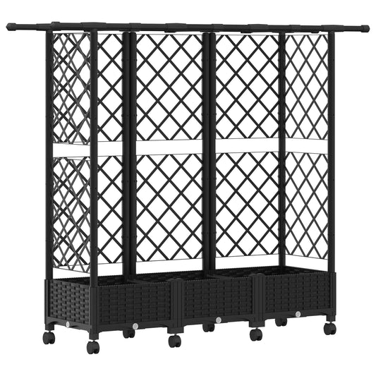 vidaXL Raised Bed with Trellis and Roof Black 164 x 40 x 127 cm PP