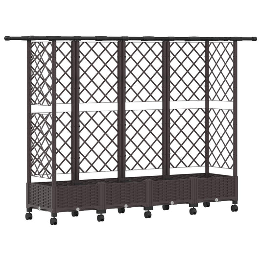 vidaXL Raised Bed with Trellis and Roof Brown 202.5 x 40 x 127 cm PP