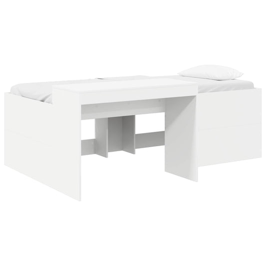vidaXL Kids'High Bed Frame with Desk White 80 x 200 cm