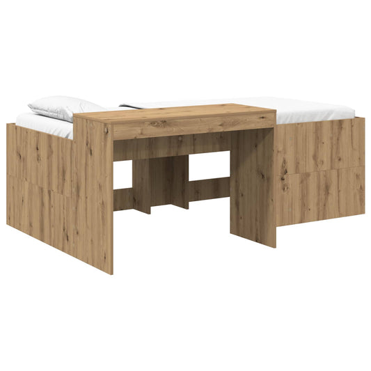 vidaXL Kids'High Bed Frame with Desk Artisan Oak 98.5 x 200 cm