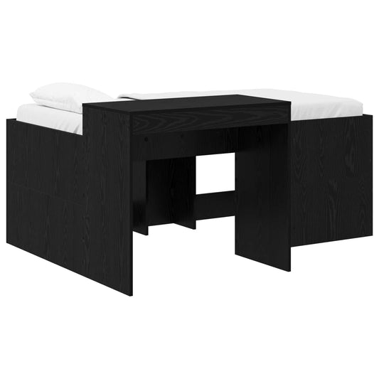 vidaXL Kids'High Bed Frame with Desk Black 80 x 160 cm