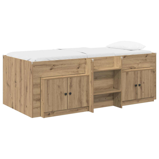 vidaXL Loft Bed Frame with Cabinet 3 pcs Artisan Oak Engineered Wood