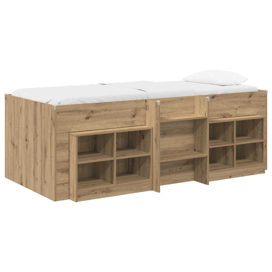 vidaXL Loft Bed Frame with Cabinet 3 pcs Artisan Oak Engineered Wood