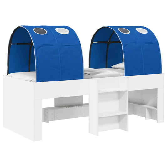 vidaXL Bed with Tunnel 3 pcs White and Blue Engineered Wood