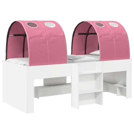 vidaXL Bed with Tunnel 3 pcs White and Pink Engineered Wood