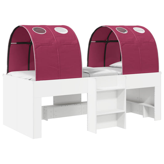 vidaXL Bed with Tunnel 3 pcs White and Red Engineered Wood