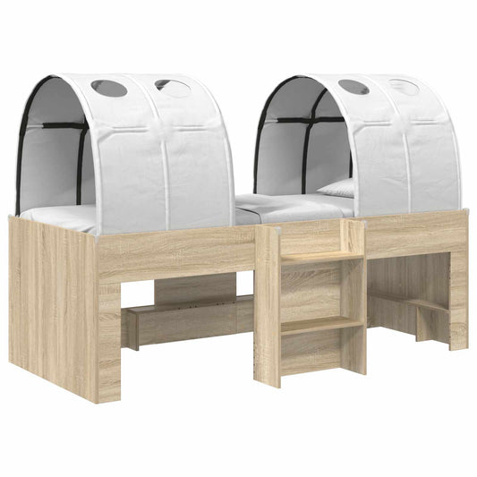 vidaXL Bed with Tunnel 3 pcs Sonoma and White Engineered Wood