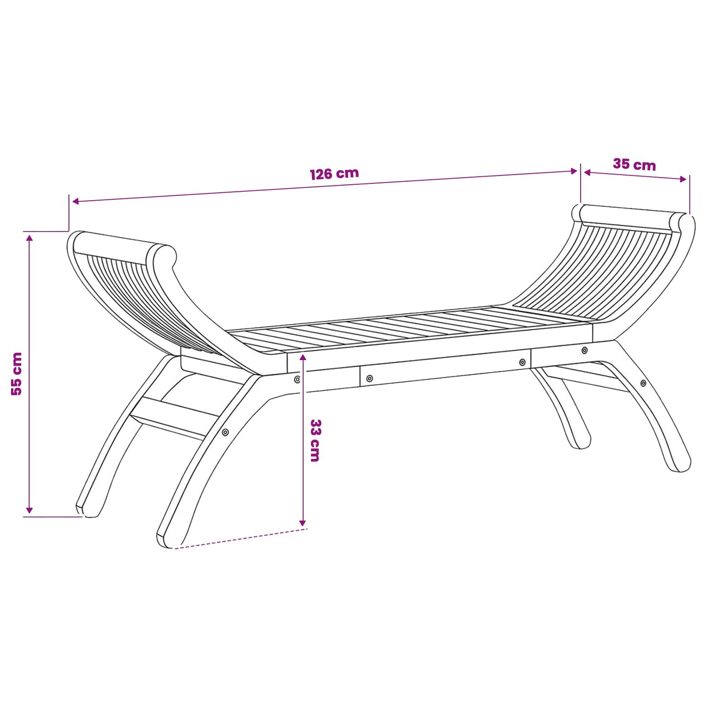 vidaXL Garden Bench 2 -Seater 126 cm Solid Teak Wood Natural