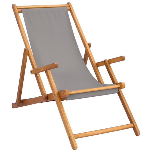 vidaXL Beach Chair Light Grey Solid Teak Wood