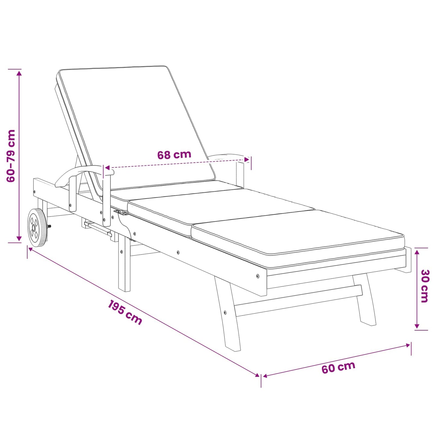 vidaXL Sun Lounger with Cushion 100% Polyester Solid-Teak