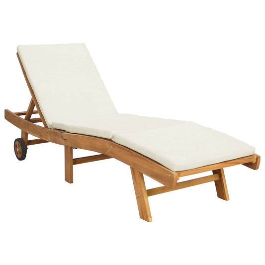 vidaXL Sun Lounger Brown and Cream Polyester