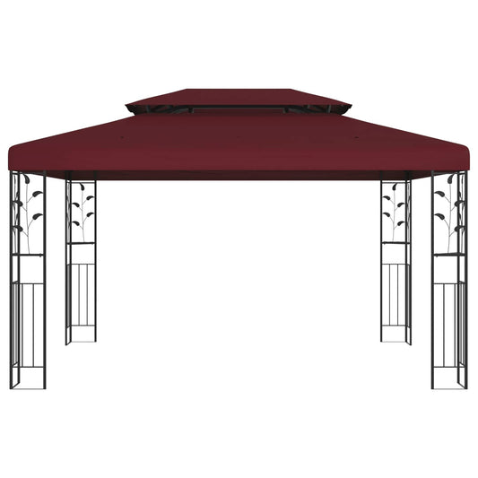 vidaXL Gazebo 3.97 x 2.96 x 2.68 m Wine Red Polyester and Steel