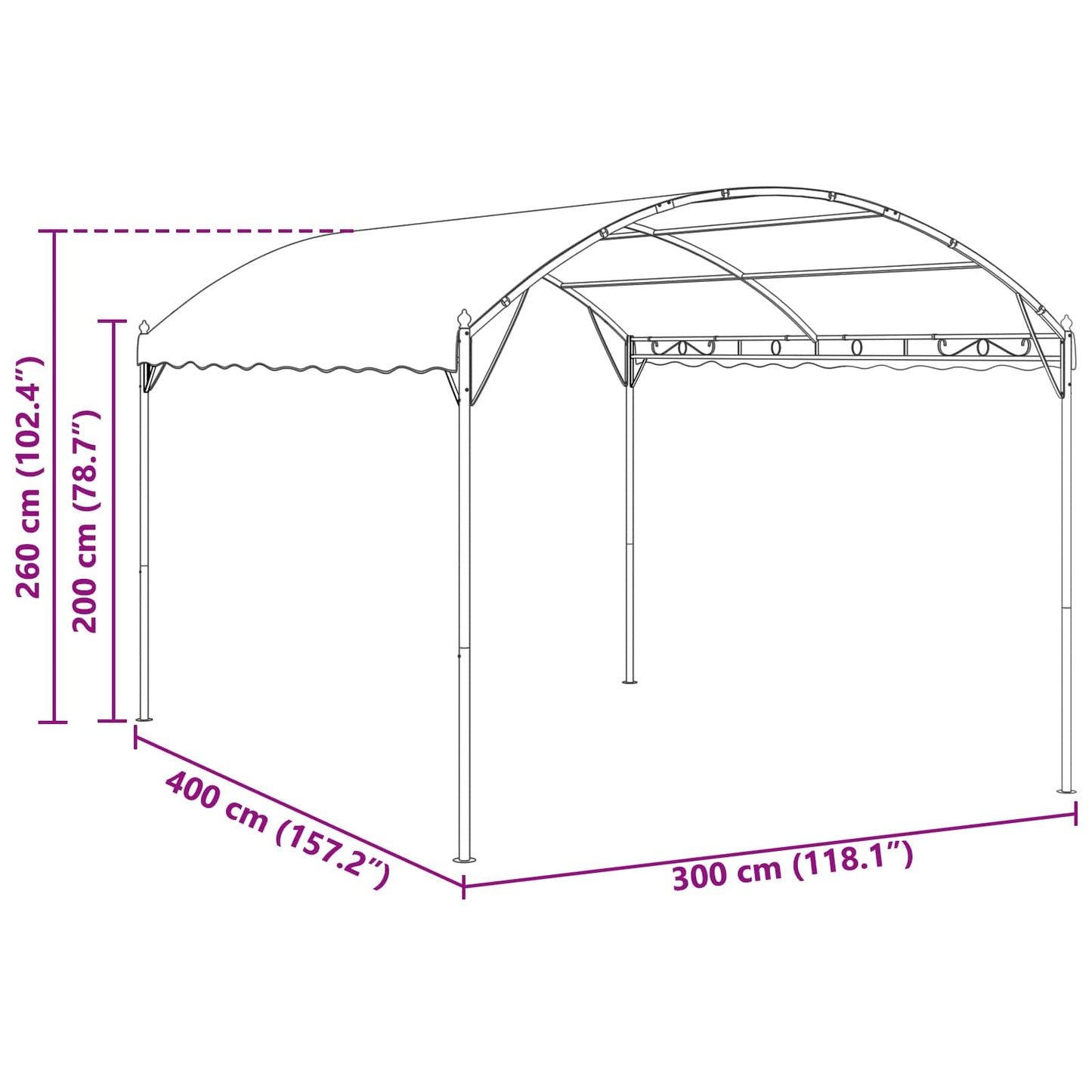 vidaXL Gazebo 4 x 3 x 2.6 m Green Polyester and Steel