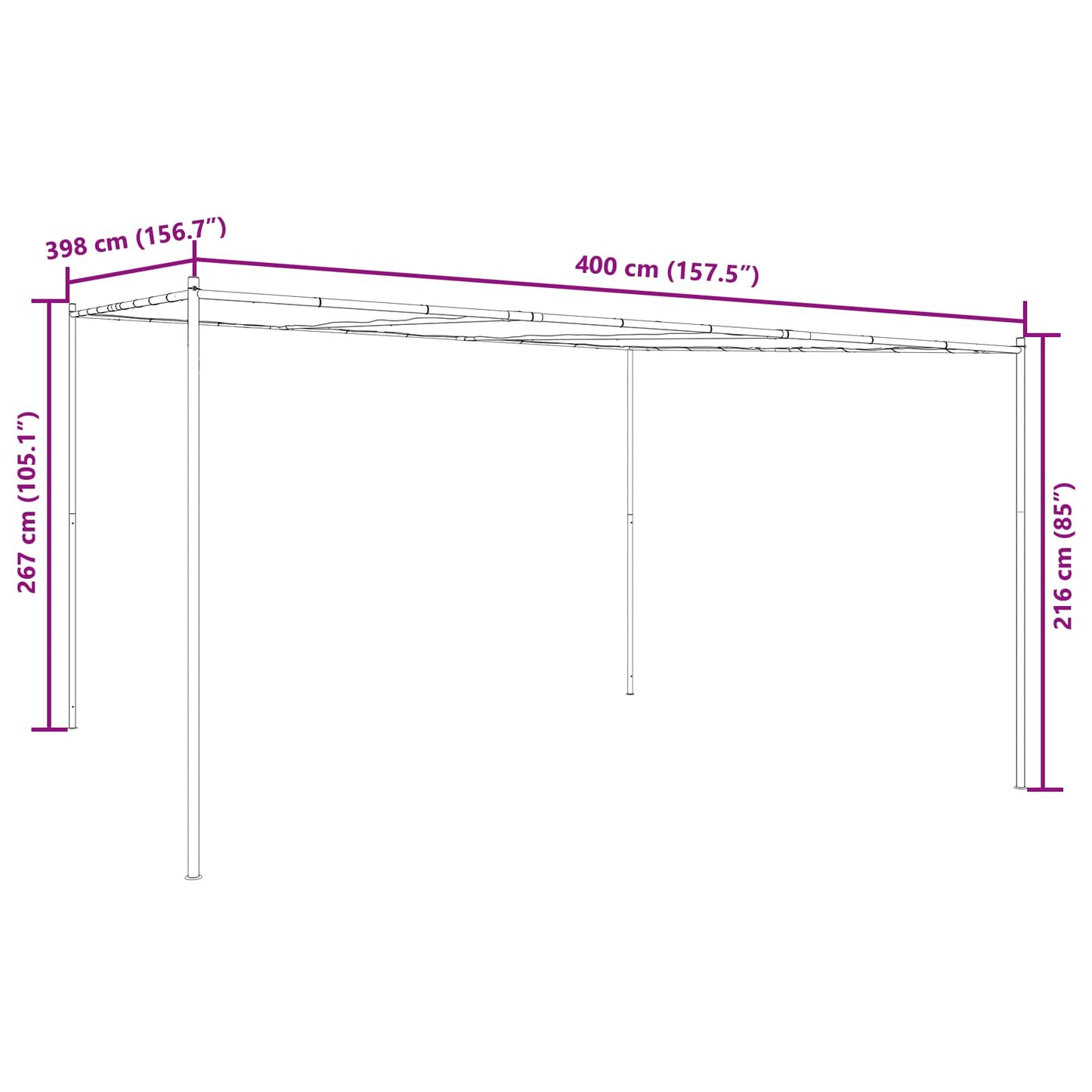 vidaXL Gazebo 4 x 3.98 x 2.67 m Green Polyester and Steel