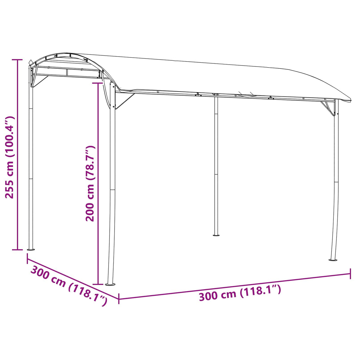 vidaXL Gazebo 3 x 3 x 2.55 m Green Powder-Coated Steel and Fabric