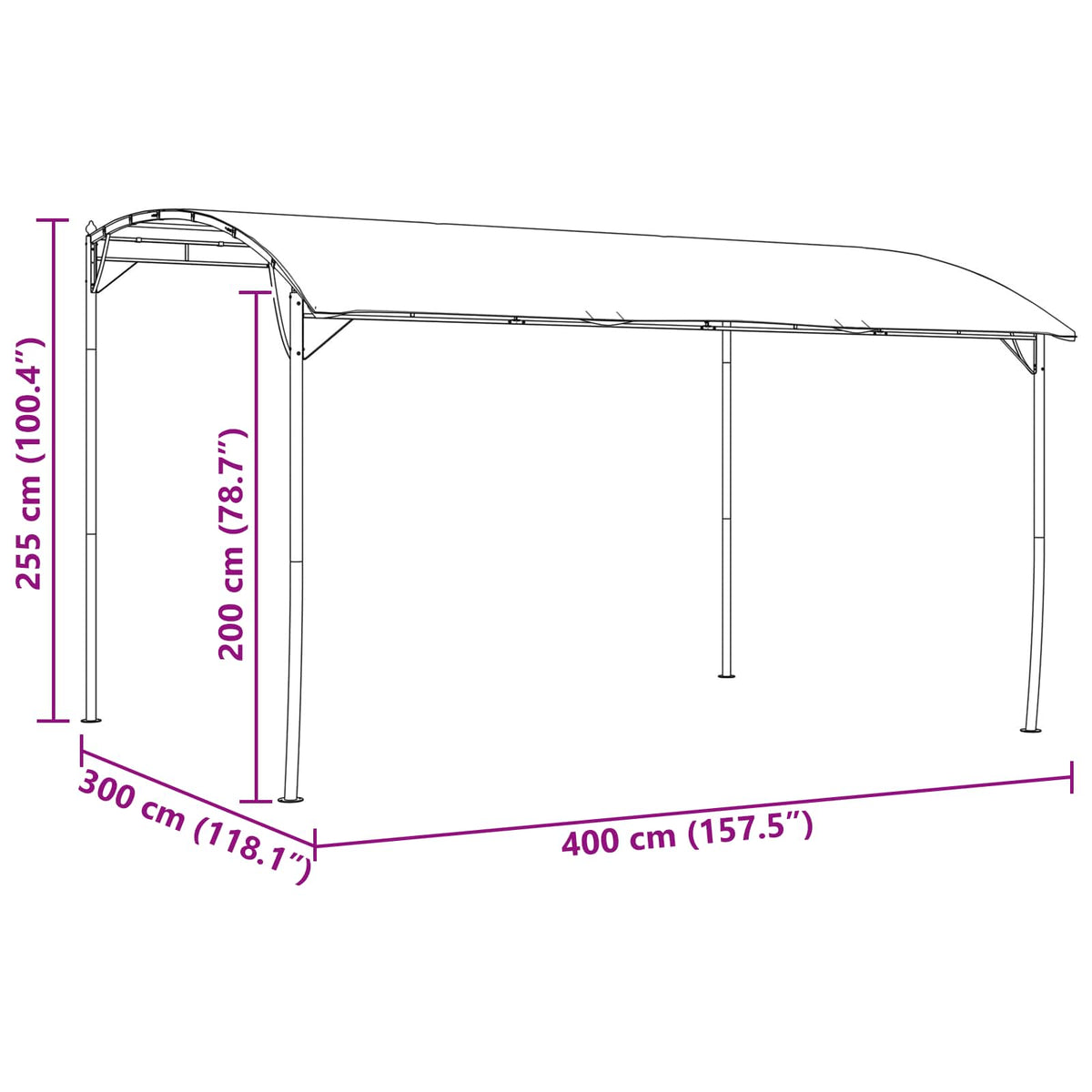 vidaXL Gazebo 4 x 3 x 2.55 m Green Powder-Coated Steel and Fabric