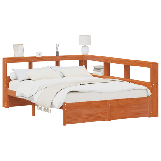vidaXL Bookcase Bed with Headboard with Storage Solid Pine Wood