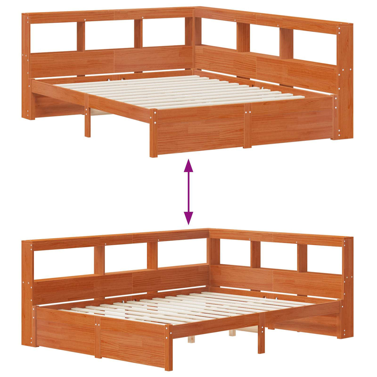 vidaXL Bookcase Bed with Headboard with Storage Solid Pine Wood