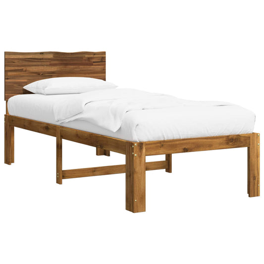 vidaXL Single Bed Frame with Headboard ROSTOCK Natural 90 x 200 cm