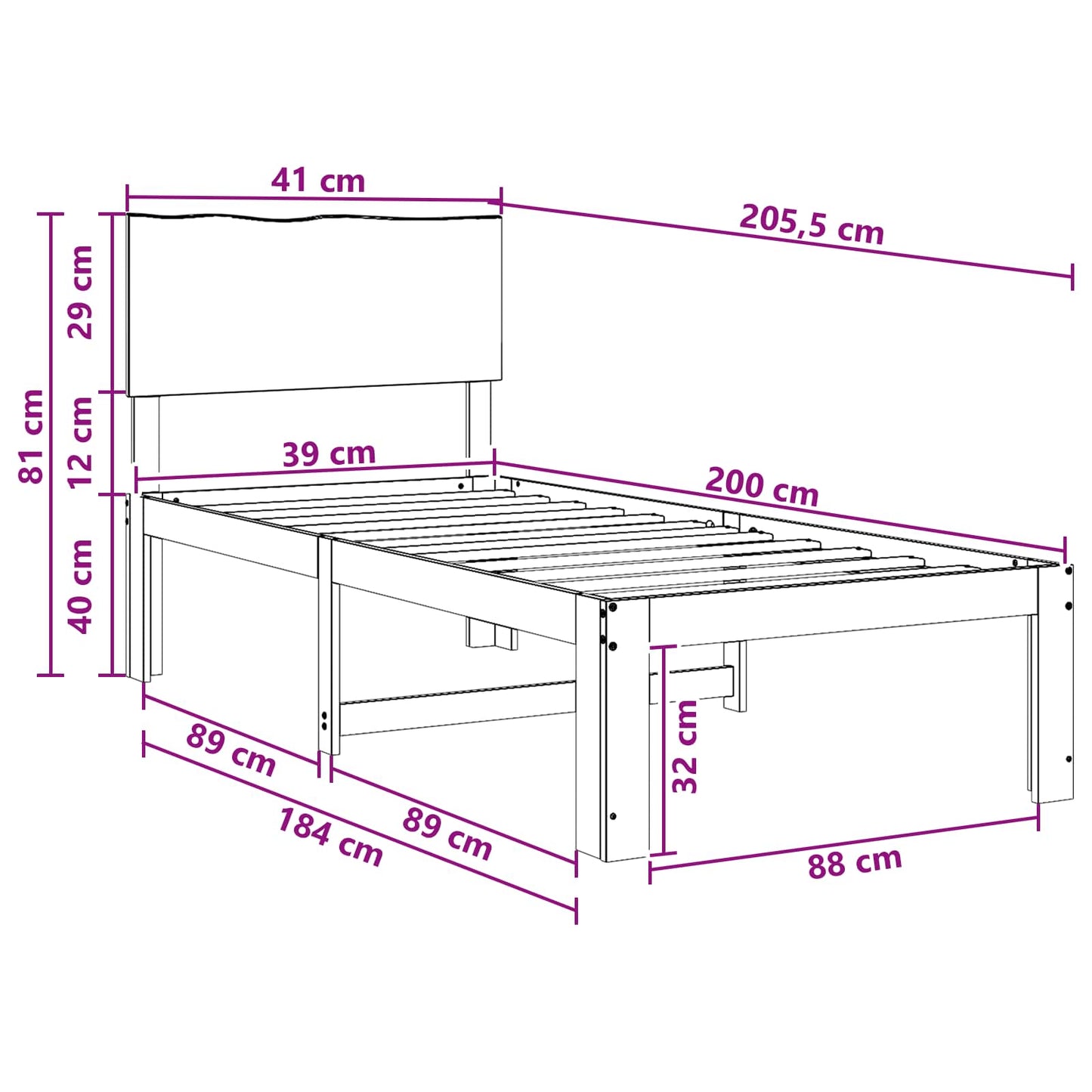 vidaXL Single Bed Frame with Headboard ROSTOCK Dark Brown 100 x 200 cm