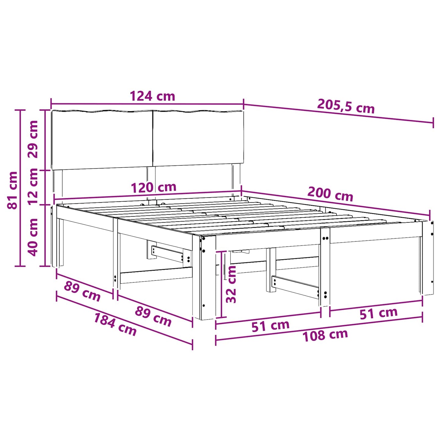 vidaXL Double Bed Frame with Headboard ROSTOCK White 120 x 200 cm