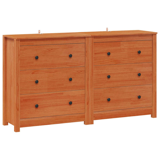 vidaXL Sideboard 2 pcs Wax Brown 140 x 35 x 80 cm Solid Pine Wood