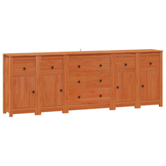 vidaXL Sideboard with Drawer 5 pcs Wax Brown Solid Pine Wood
