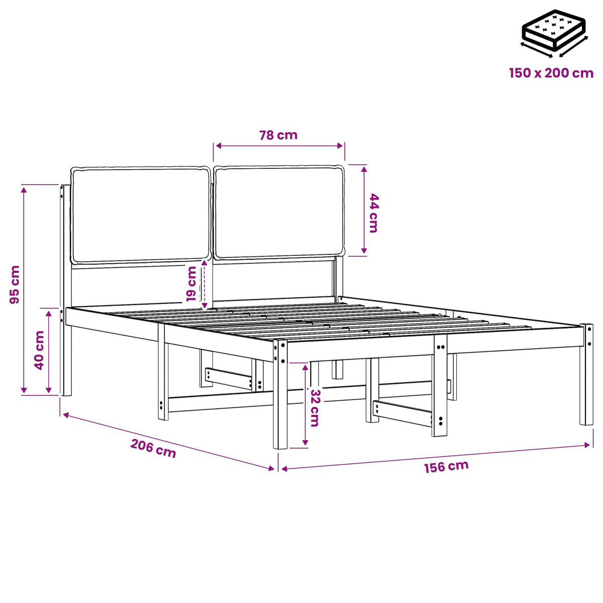 vidaXL Bed Frame with Upholstered Headboard Natural and Light Grey