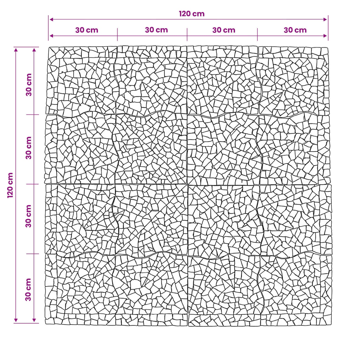 vidaXL Mosaic Tiles Wind Pattern Multicolour 120 x 120 cm Marble