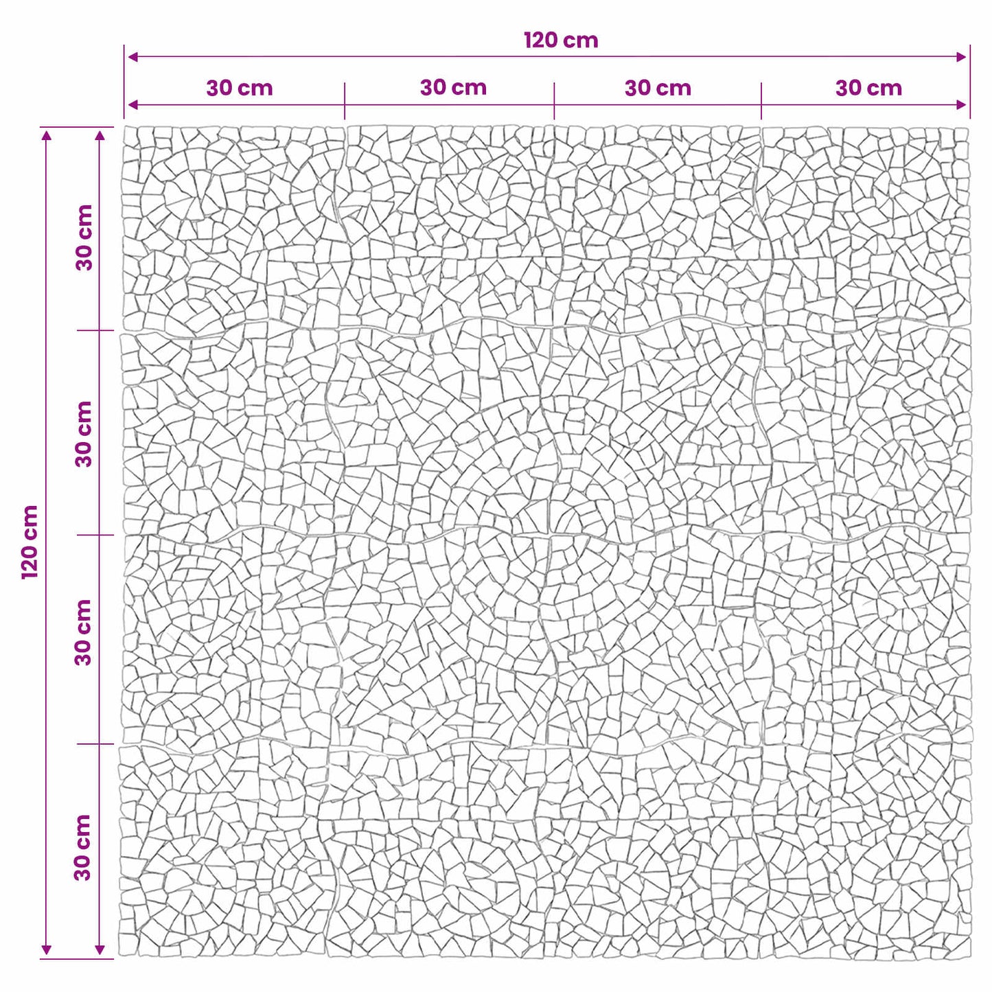 vidaXL Mosaic Tiles Flower Pattern Multicolour 120 x 120 cm Marble