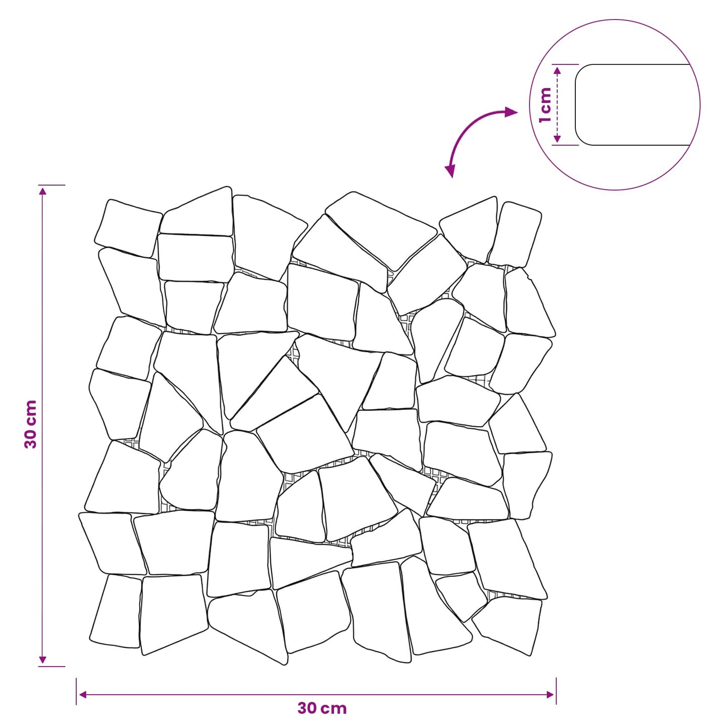 vidaXL Mosaic Tiles Dark Grey 30 x 30 cm Marble