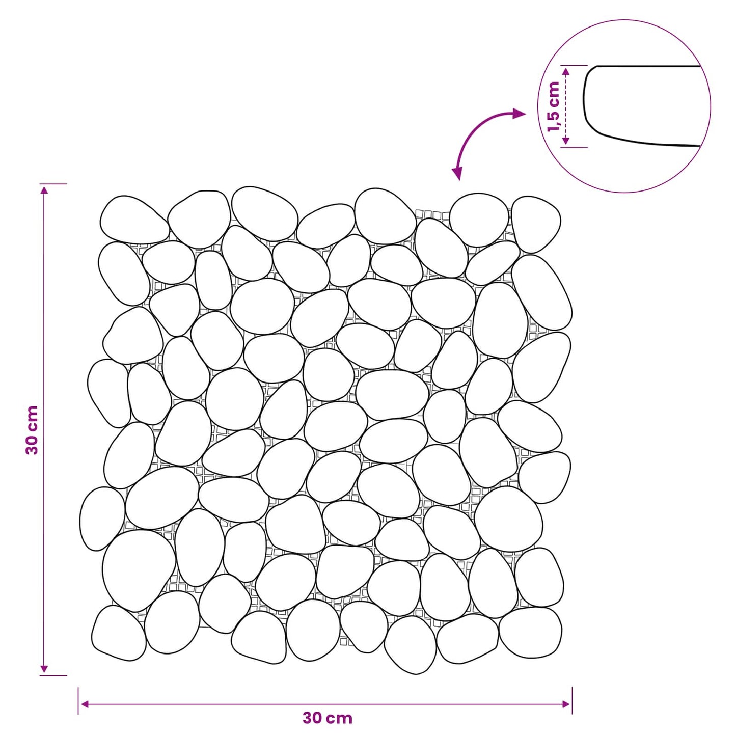 vidaXL Pebble Tiles Grey 30 x 30 cm River Pebble