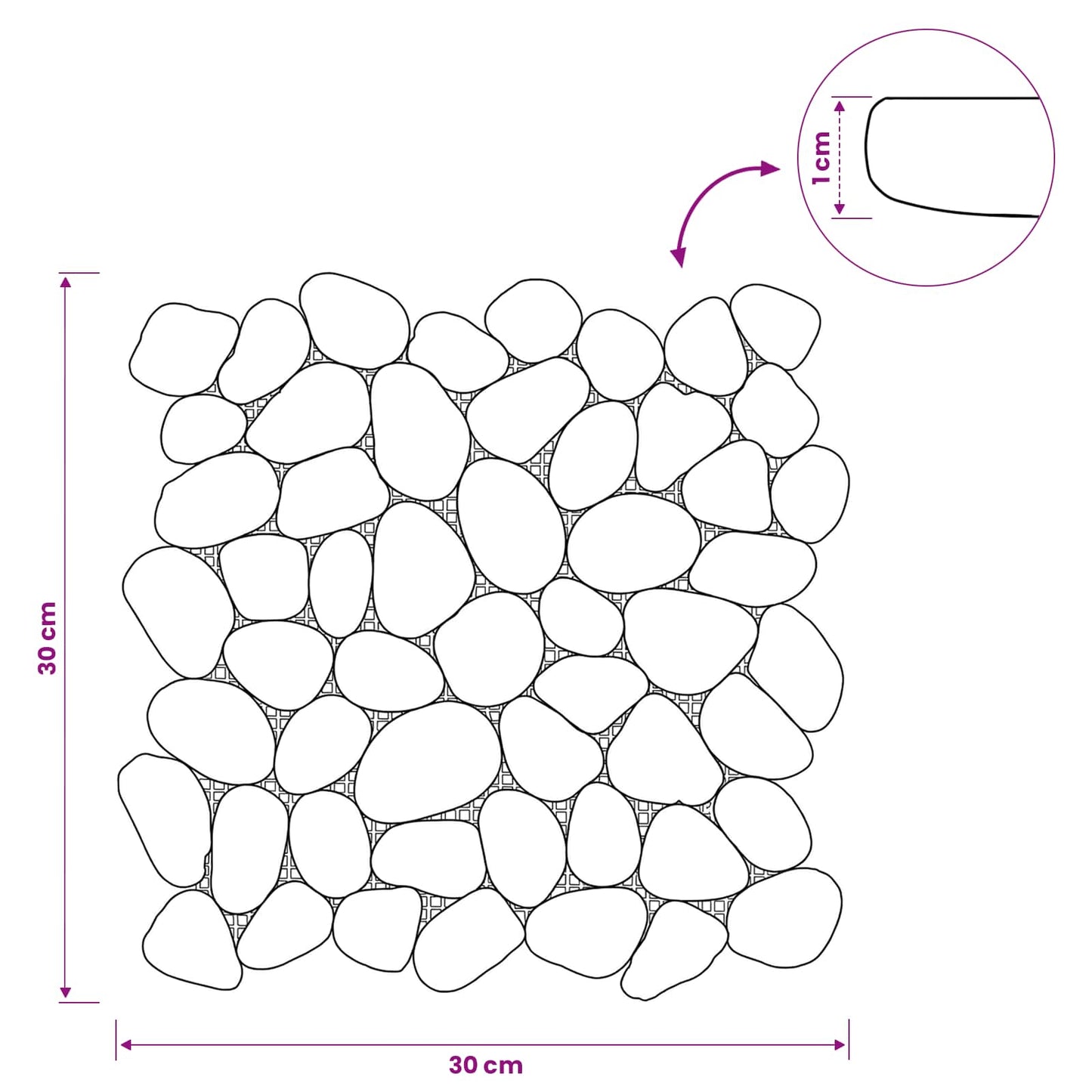 vidaXL Pebble Tiles White 30 x 30 cm River Pebble