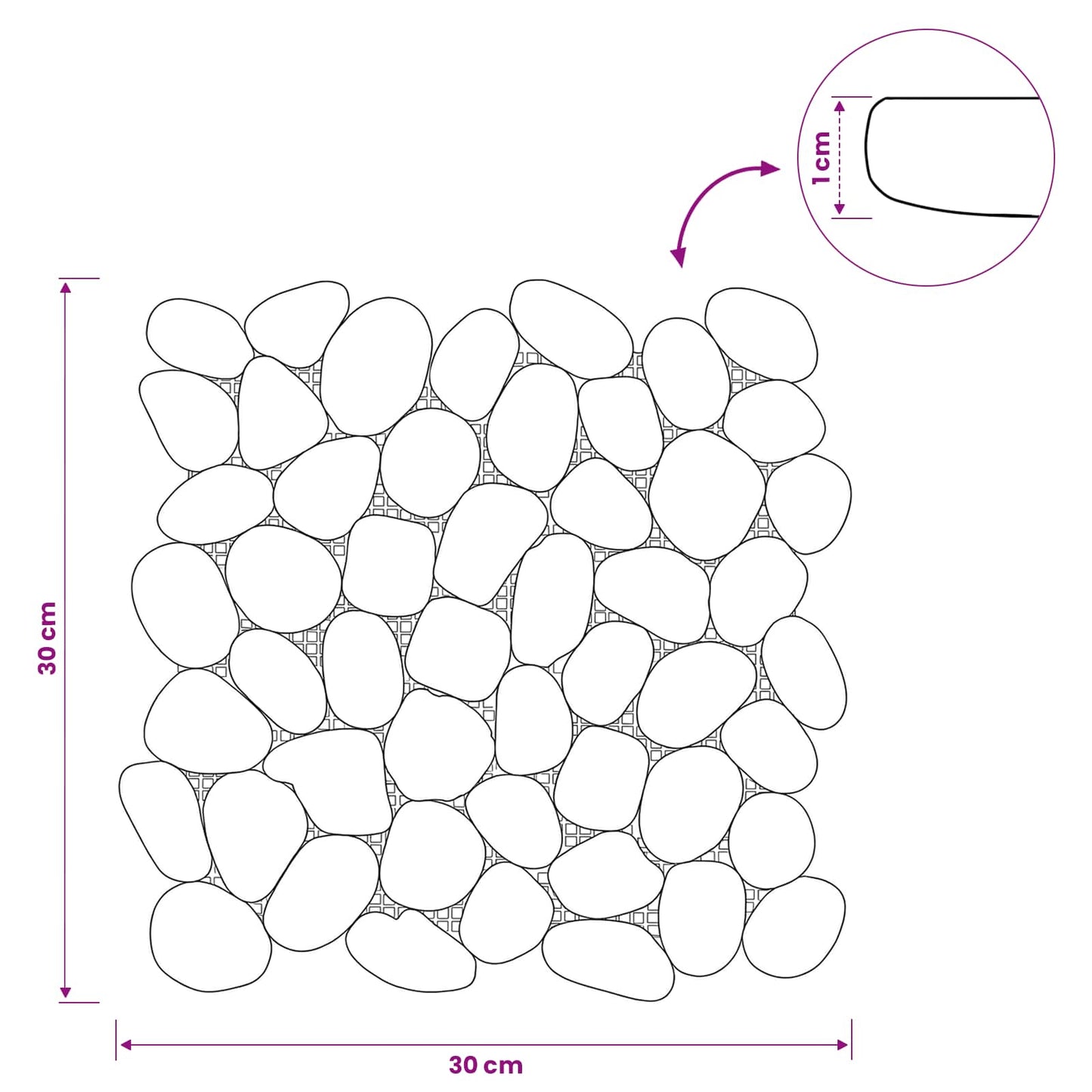 vidaXL Pebble Tiles Grey 30 x 30 cm River Pebble