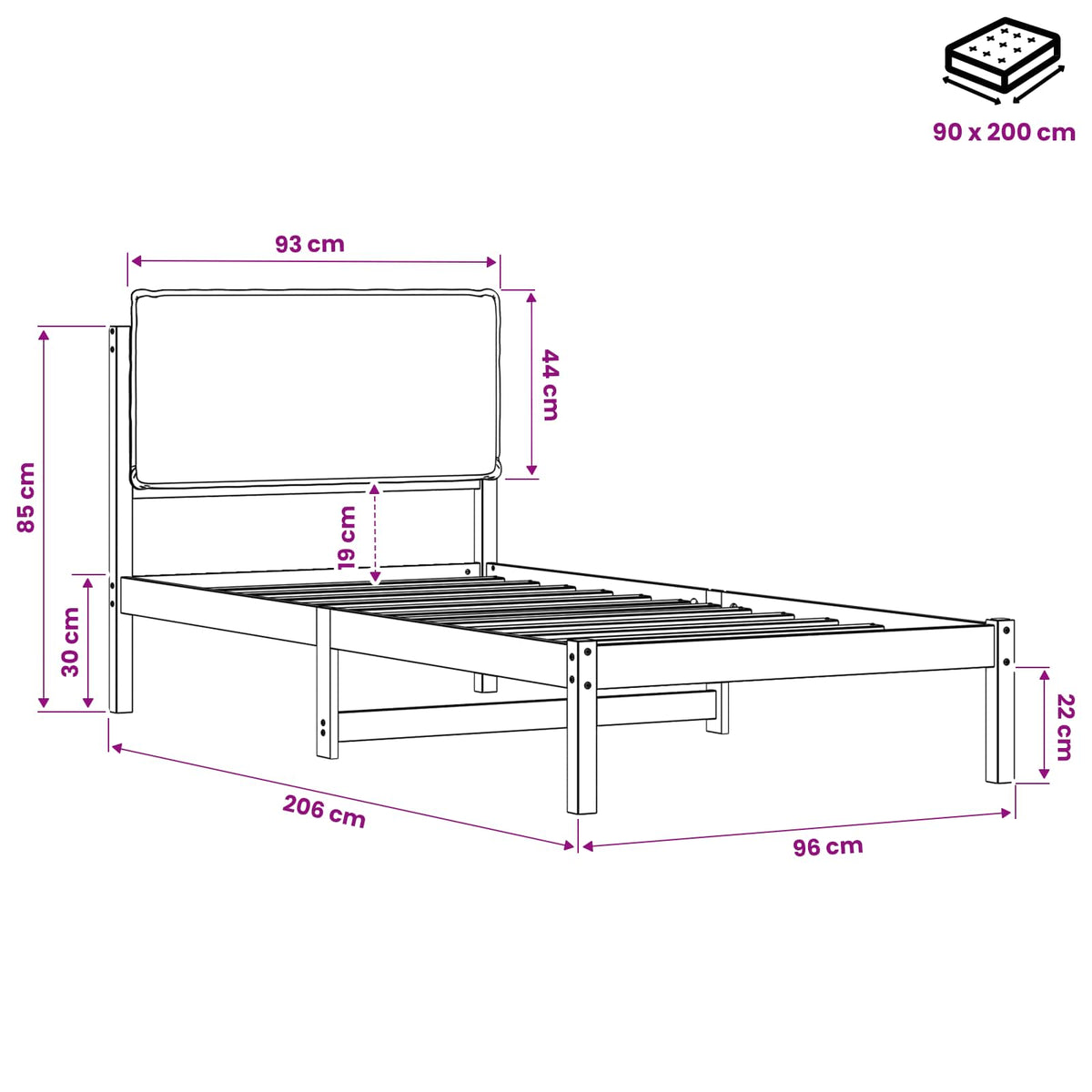 vidaXL Bed Frame with Upholstered Headboard Natural and Dark Grey