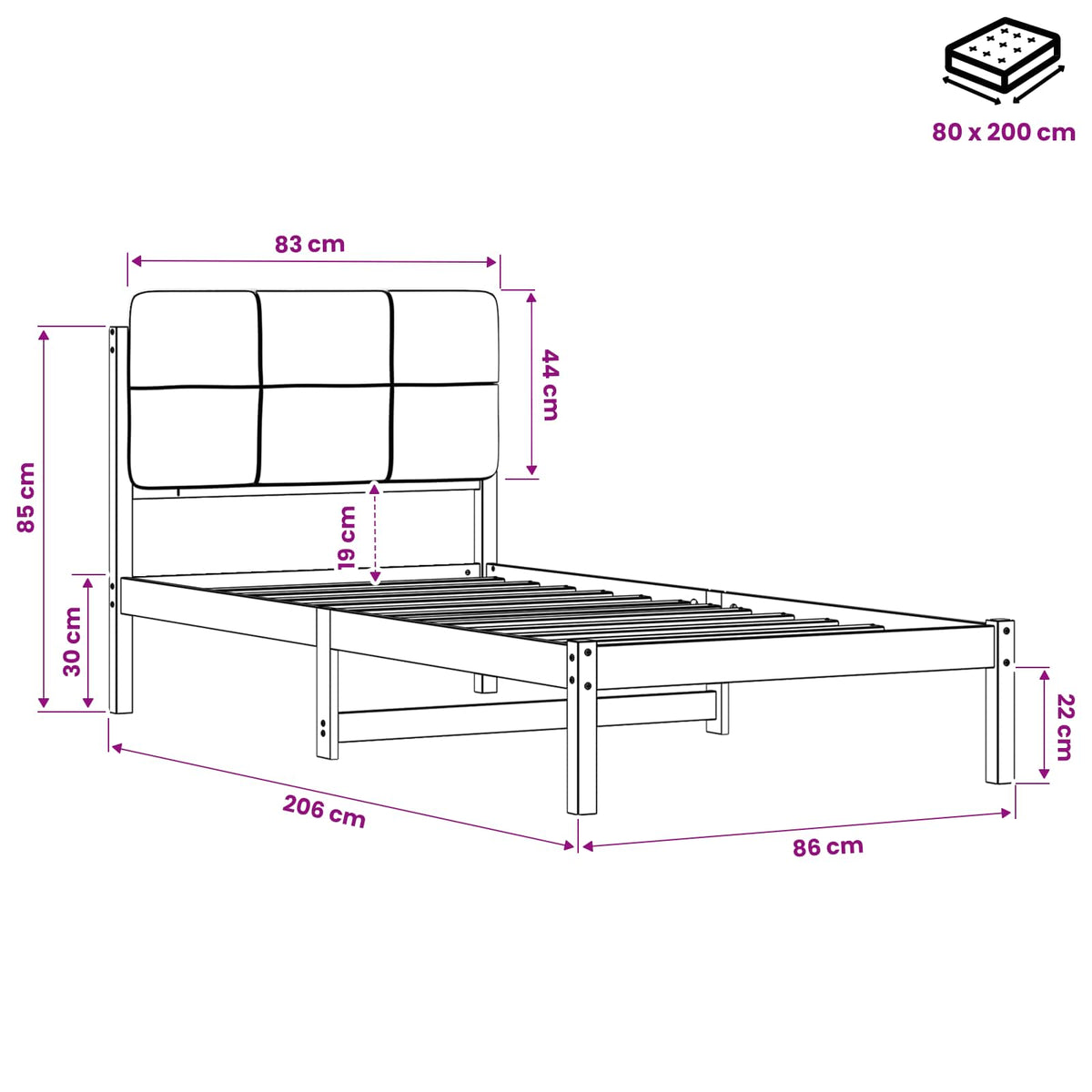 vidaXL Bed Frame with Upholstered Headboard Whitewash and Light Grey