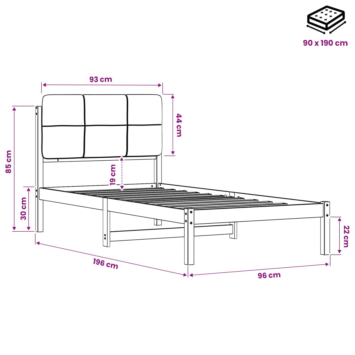 vidaXL Bed Frame with Upholstered Headboard Dark Brown and Light Grey