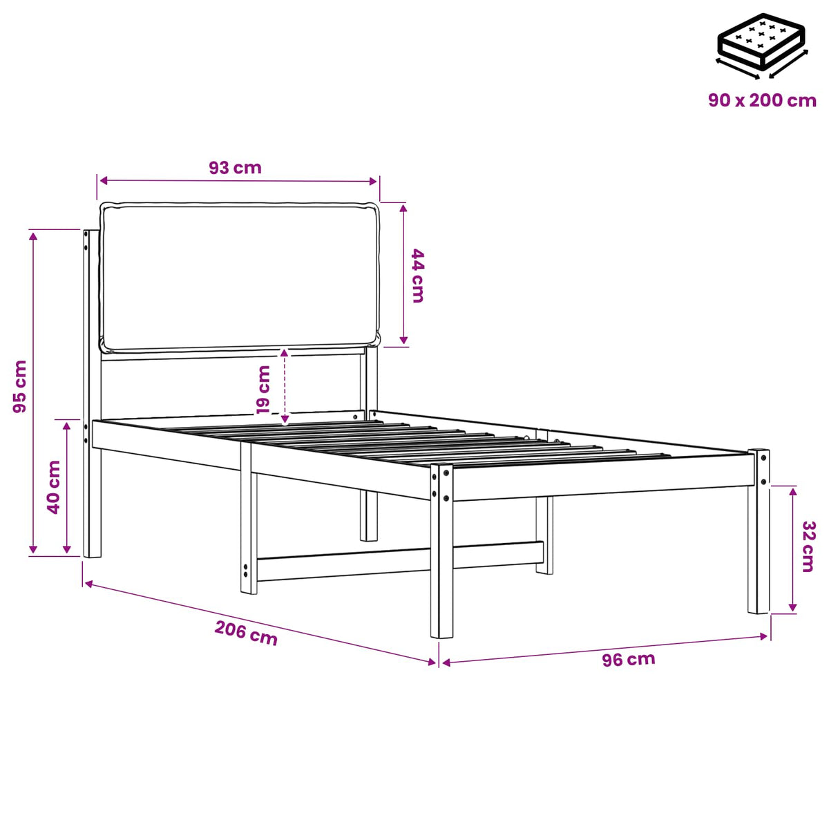 vidaXL Bed Frame with Upholstered Headboard Whitewash and Light Grey