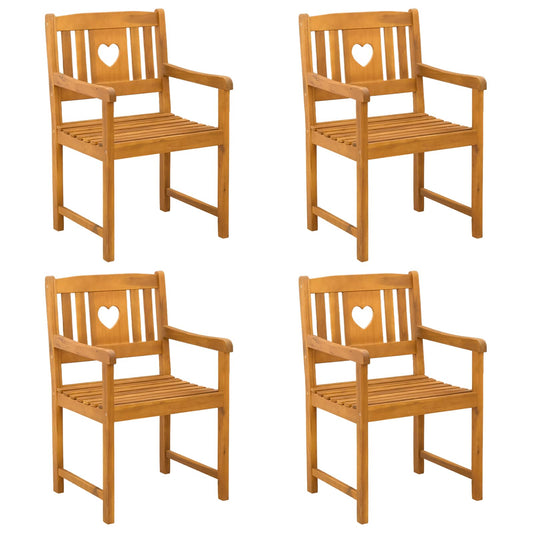 vidaXL Garden Chairs 4 pcs Natural Solid Acacia Wood