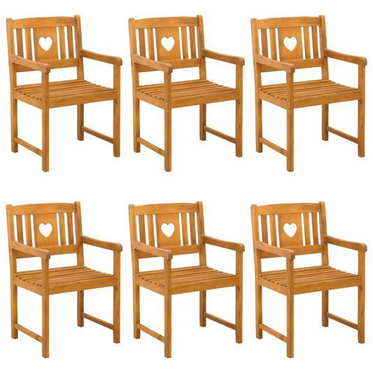 vidaXL Garden Chairs 6 pcs Natural Solid Acacia Wood