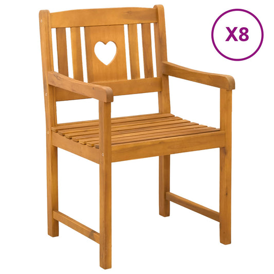 vidaXL Garden Chairs 8 pcs Natural Solid Acacia Wood