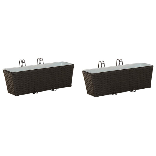 vidaXL Railing 2 pcs Black 50 x 17 x 17 cm Metal