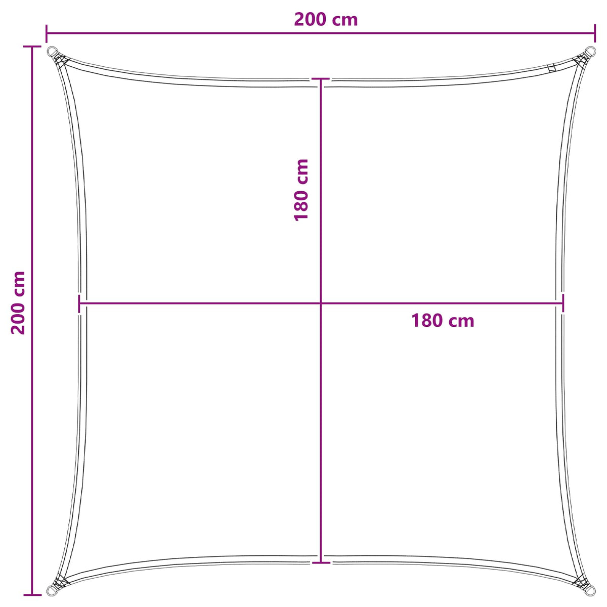 vidaXL Sunshade Sail Square 2 x 2 m HDPE Anthracite and White