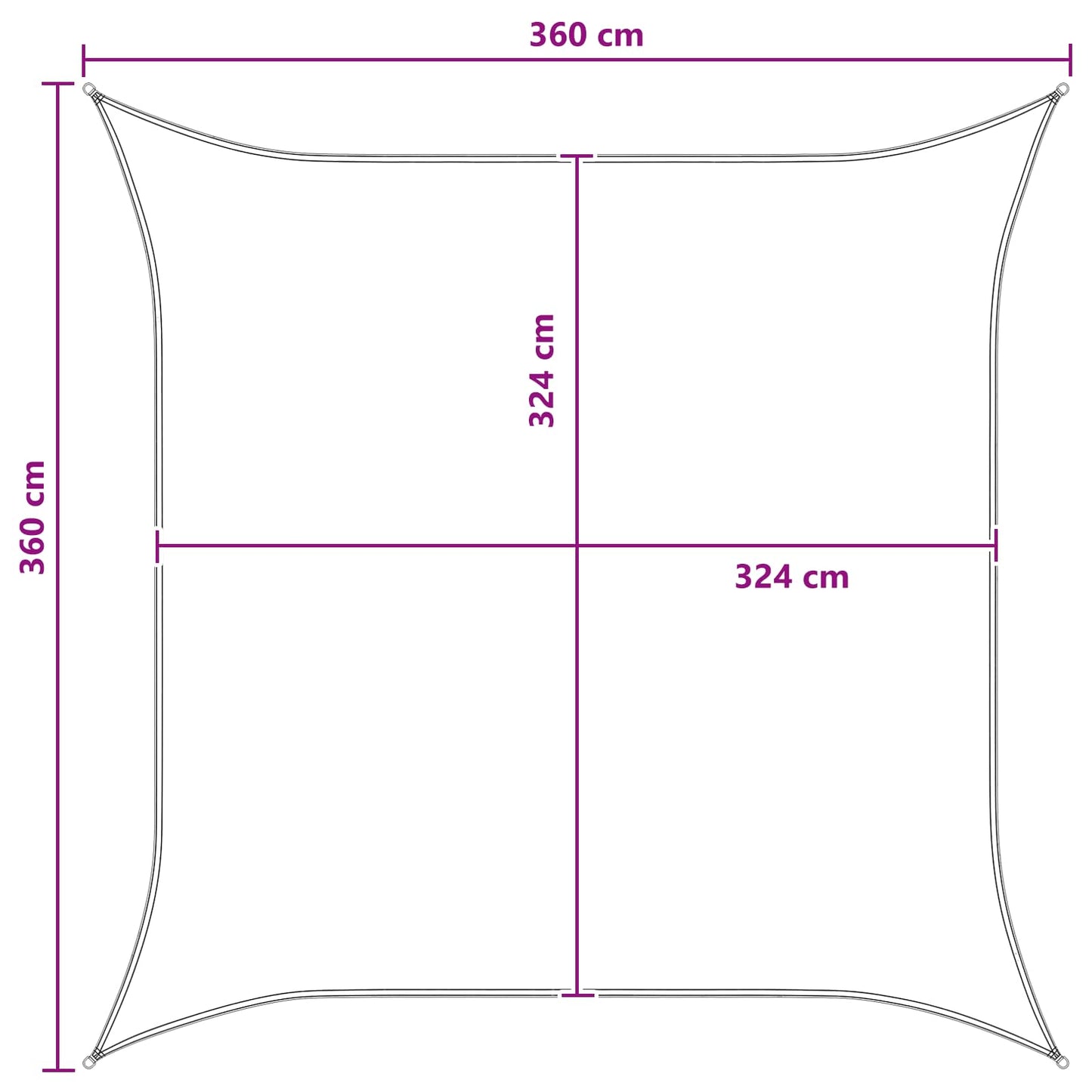 vidaXL Sunshade Sail Anthracite and White 3.6 x 3.6 m HDPE