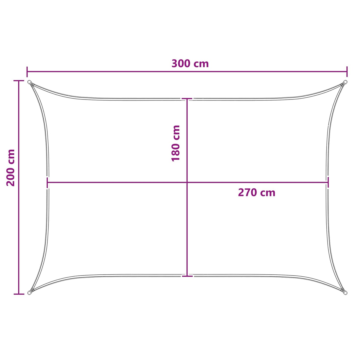 vidaXL Sunshade Sail Anthracite and White 2 x 3 m HDPE