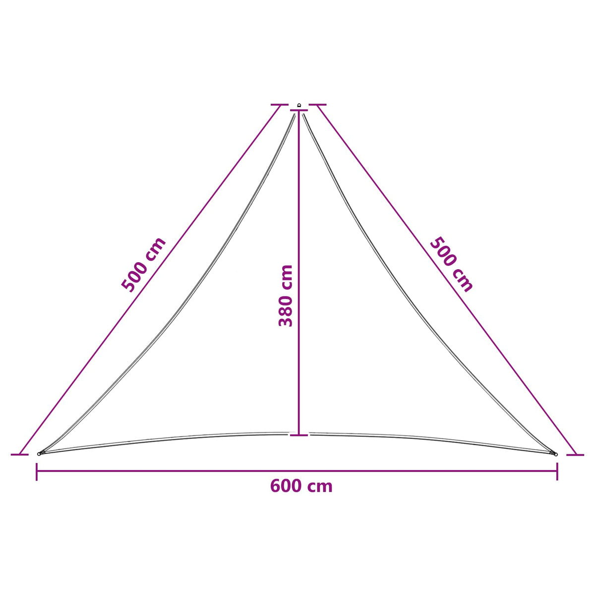 vidaXL Sunshade Sail Triangular 5 x 5 x 6 m HDPE Anthracite and White