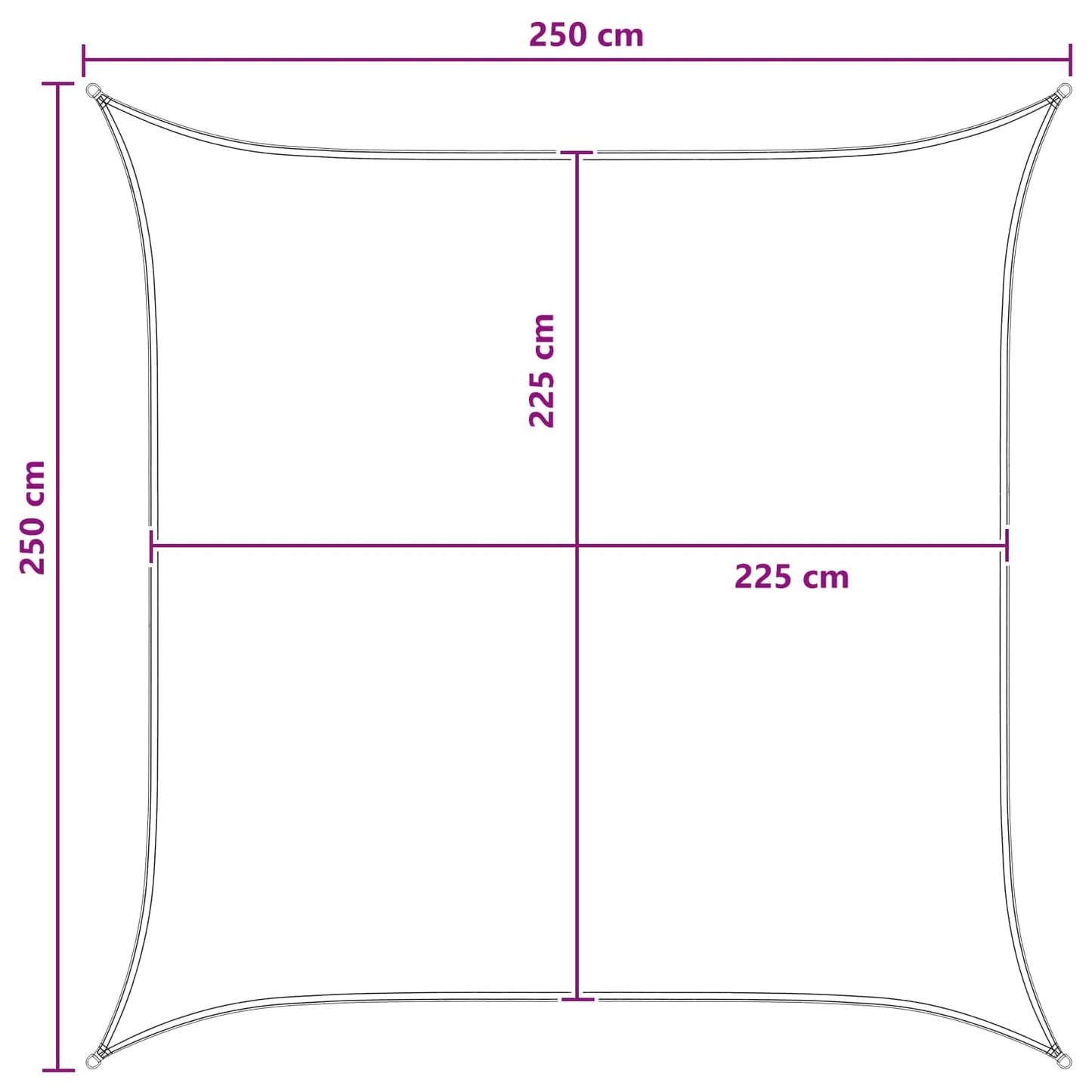 vidaXL Sunshade Sail Yellow and White 2.5 x 2.5 m HDPE