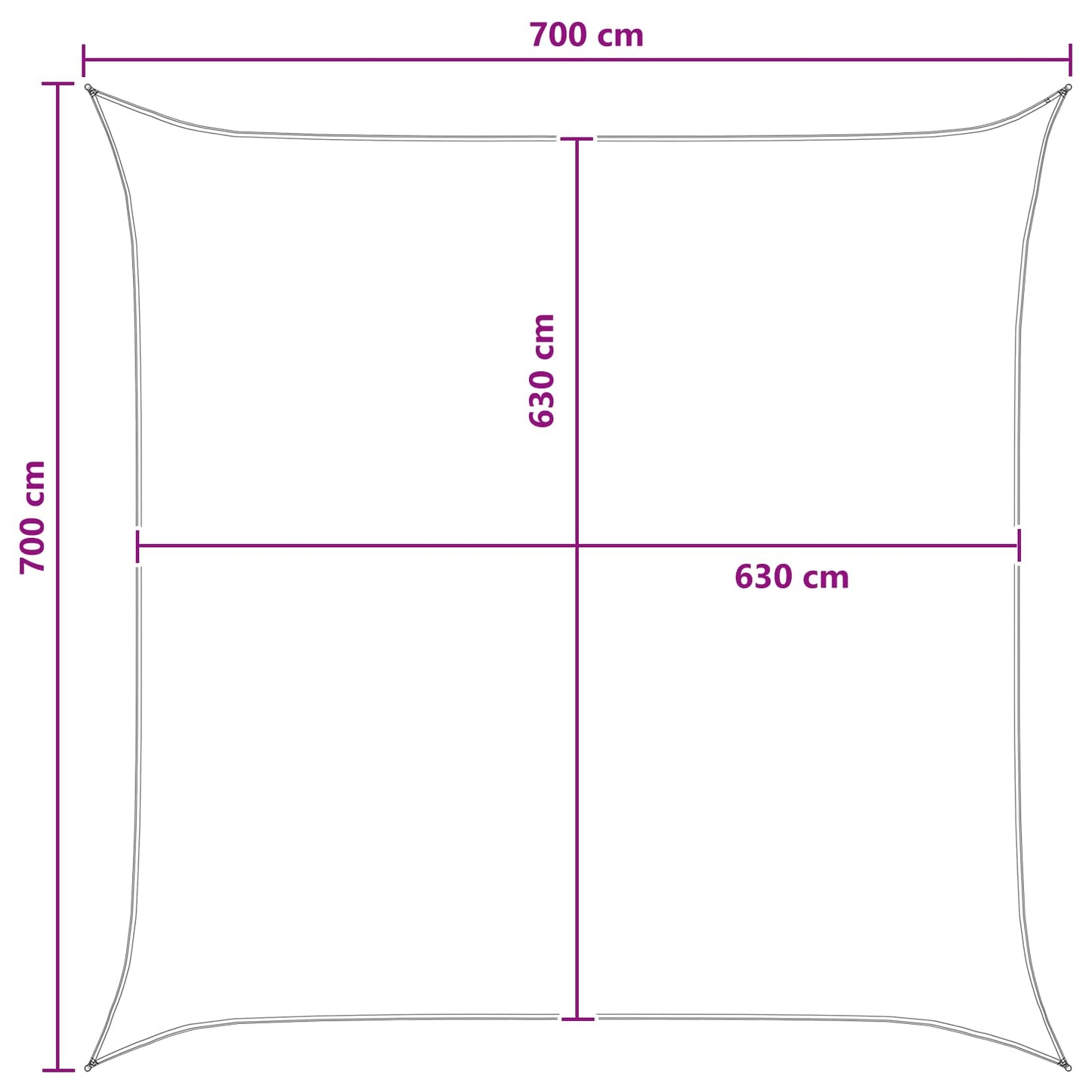 vidaXL Sunshade Sail Yellow and White 7 x 7 m HDPE